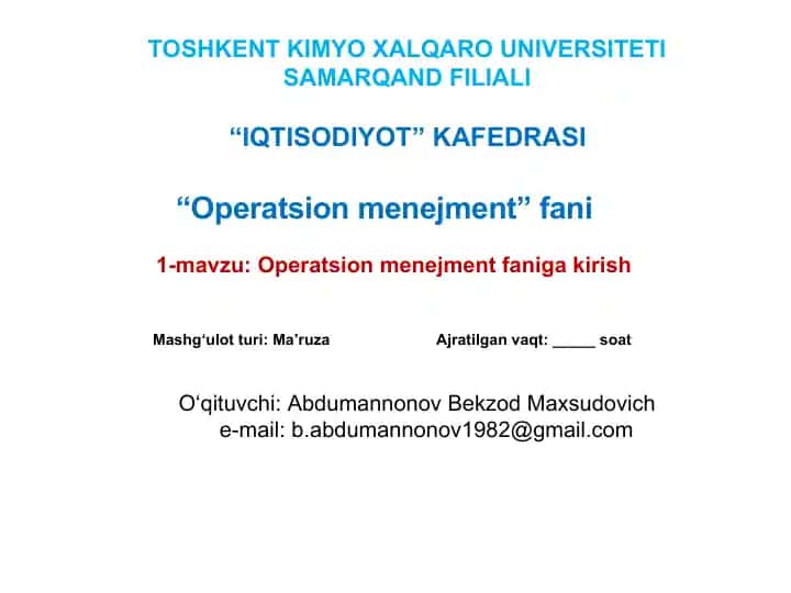 Operatsion menejment fani