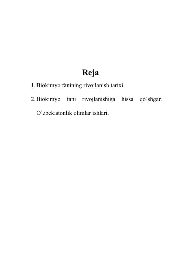 Biokimyo fanining rivojlanish tarixi