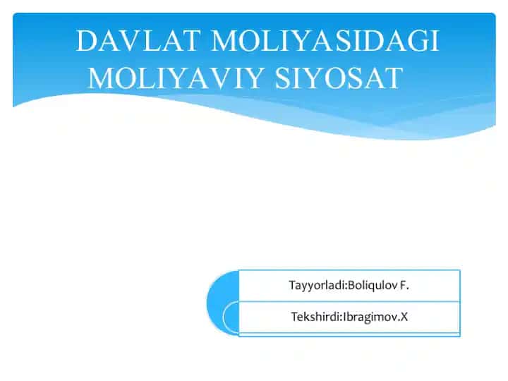 DAVLAT MOLIYASIDAGI MOLIYAVIY SIYOSAT