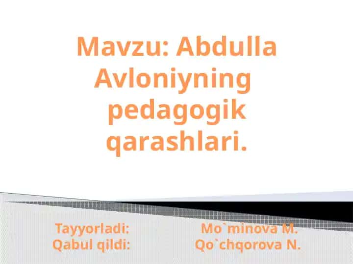 Abdulla Avloniyning pedagogik qarashlari
