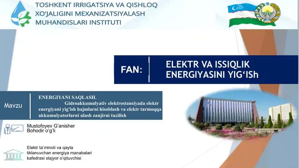 Elektr ta’minotlari va qayta tiklanuvchan energiya manbalari