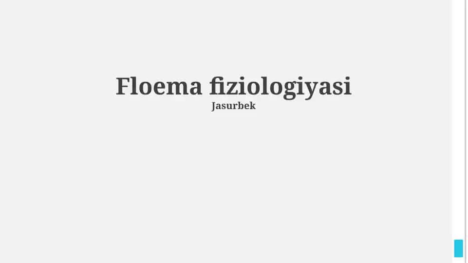Floema fiziologiyasi