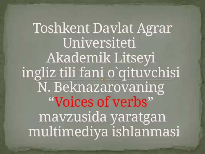 Voices of Verbs