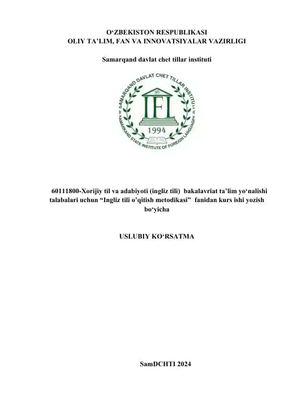 Ingliz tili o’qitish metodikasi