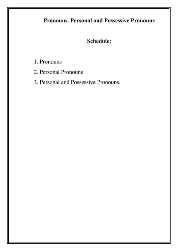 Pronouns. Personal and Possessive Pronouns