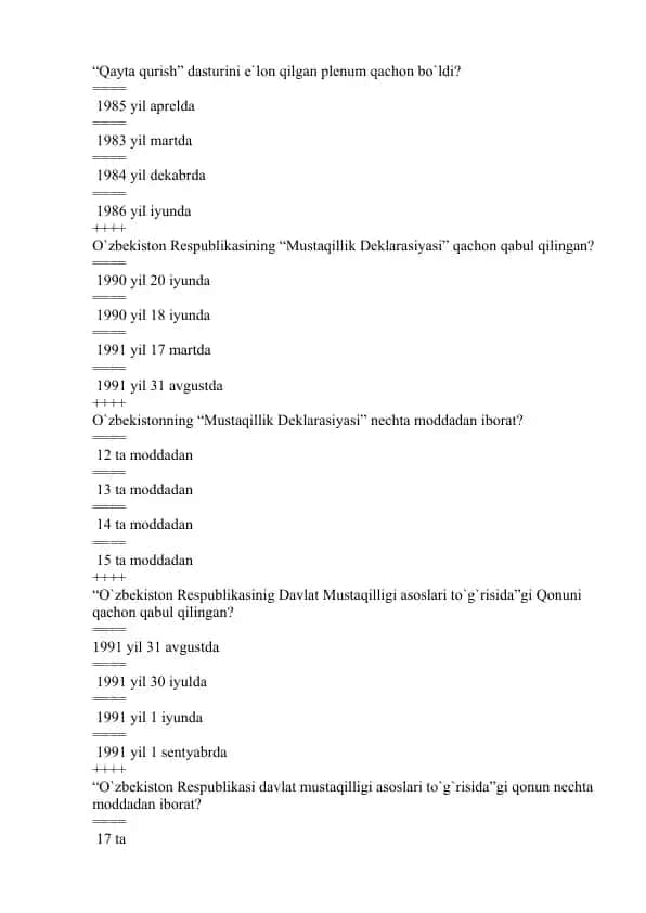 O`zbekistonning Mustaqillik Yolida