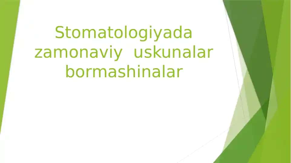 Stomatologiyada zamonaviy uskunalar bor mashinalar