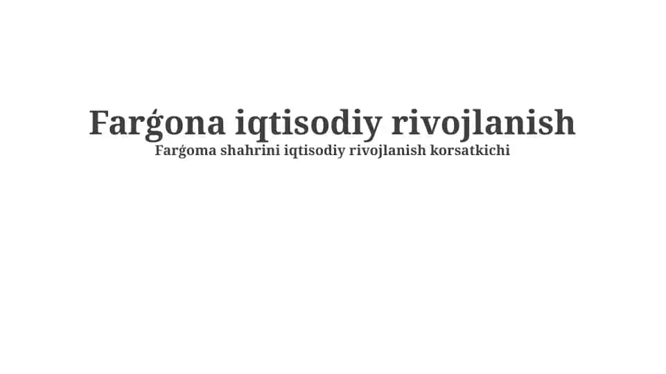 Farģona iqtisodiy rivojlanish