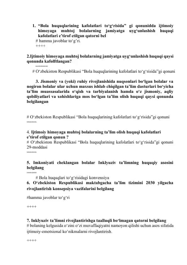 Bola huquqlarining kafolatlari to‘g‘risida