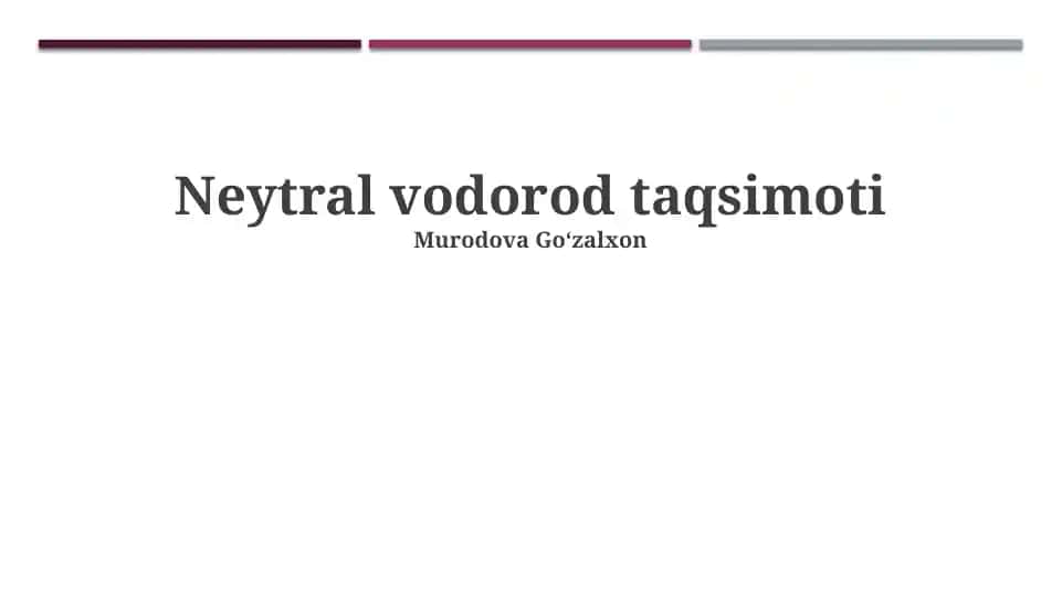 Neytral vodorod taqsimoti