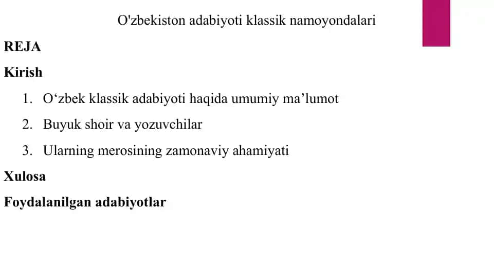 O'zbekiston adabiyoti klassik namoyondalari