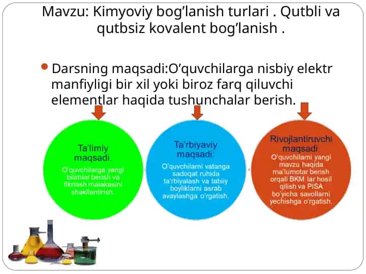 Kimyoviy bog’lanish turlari. Qutbli va qutbsiz kovalent bog’lanish