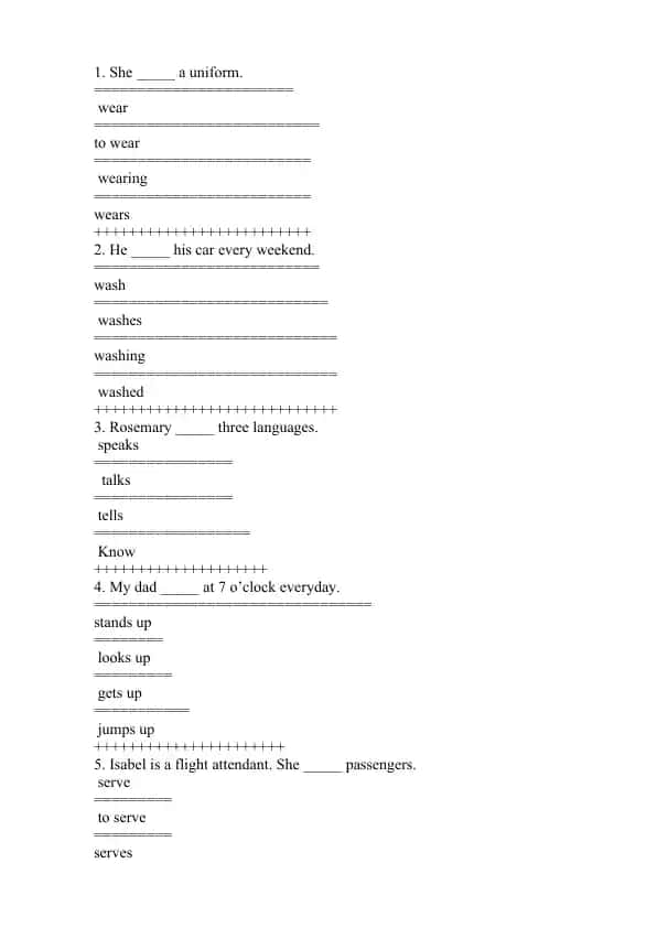 English Verb Practice