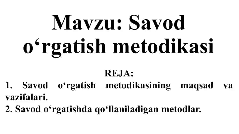 Savodo‘rgatish metodi