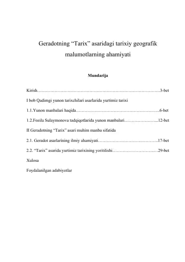 Tarixiy geografik malumotlar