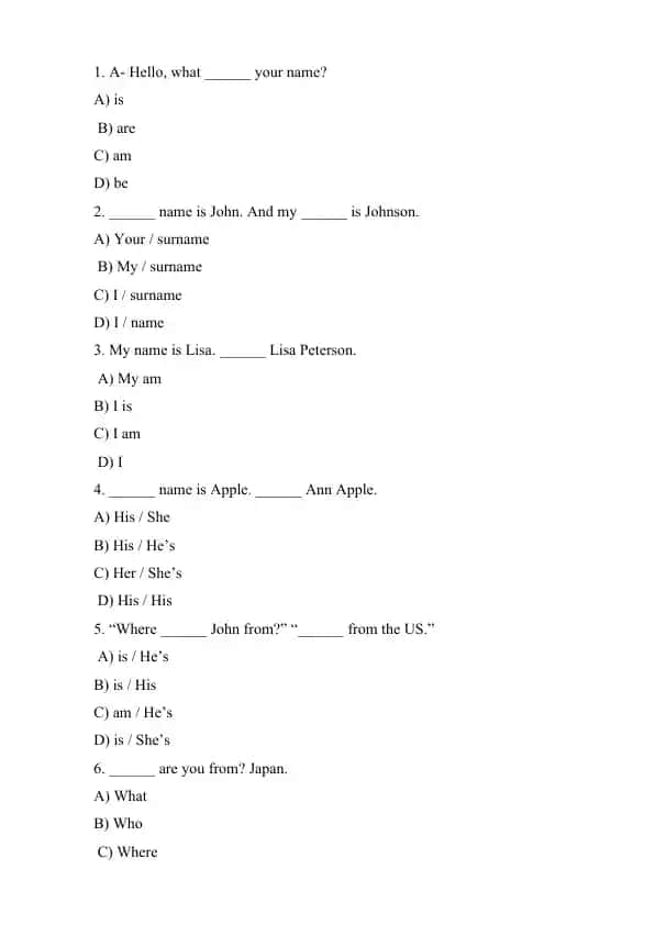 English grammar quiz
