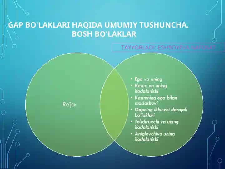 GAP BO'LAKLARI HAQIDA UMUMIY TUSHUNCHA