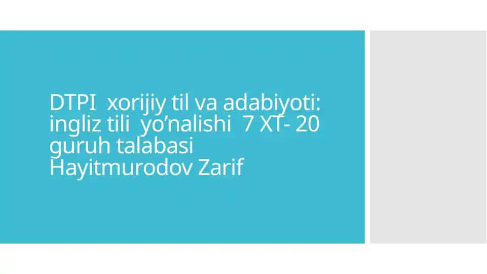 DTPI xorijiy til va adabiyoti
