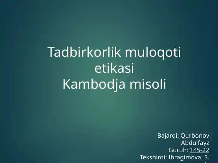 Tadbirkorlik muloqotlari