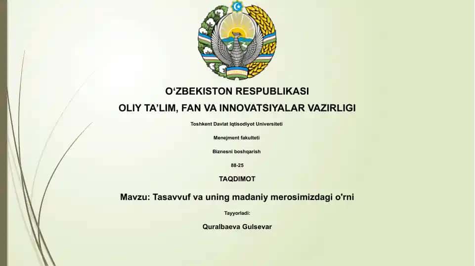 Tasavvuf va uning madaniy merosimizdagi o'rni