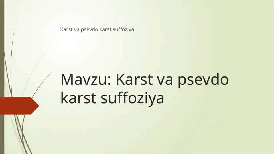 Karst va psevdo karst suffoziya