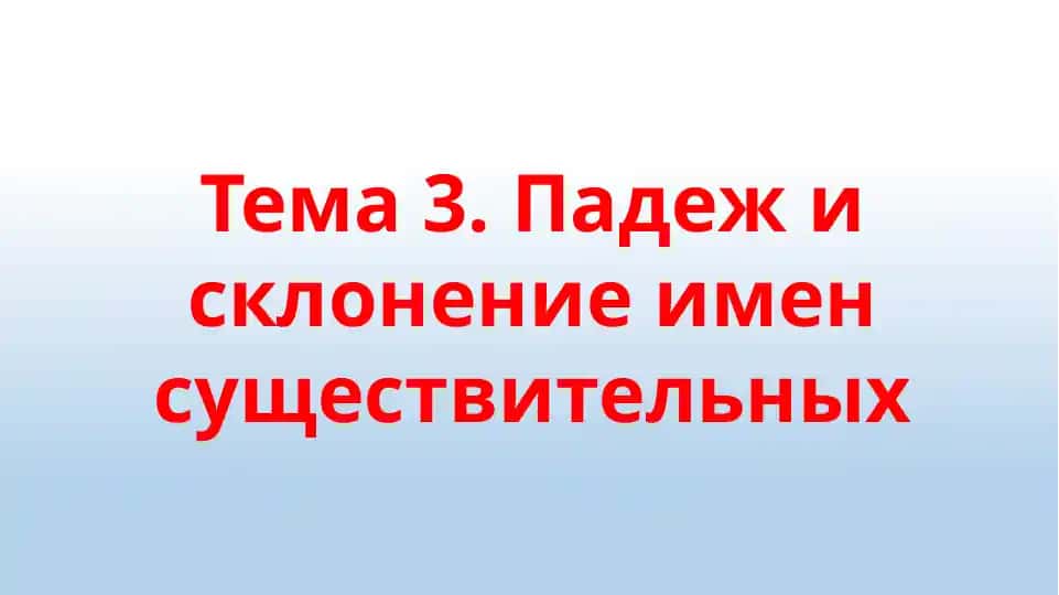 Падеж и склонение имен существительных