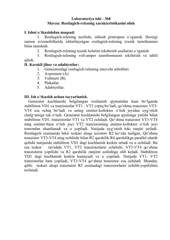 Laboratoriya ishi - №8