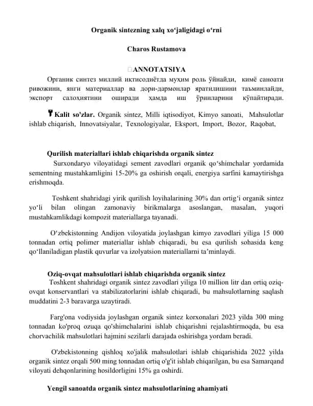 Organik sintez mahsulotlari