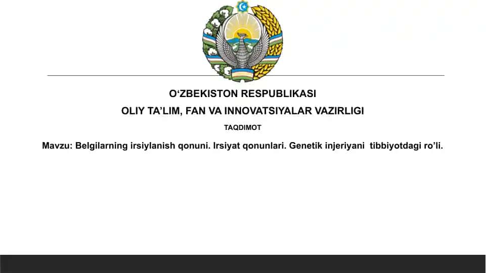 Belgilarning irsiylanish qonuni.Irsiyatqonunlari.Genetikinjeriyanitibbiyotdagiro’li