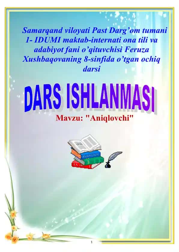 IDUMI maktab-internati dars ishlanmasi