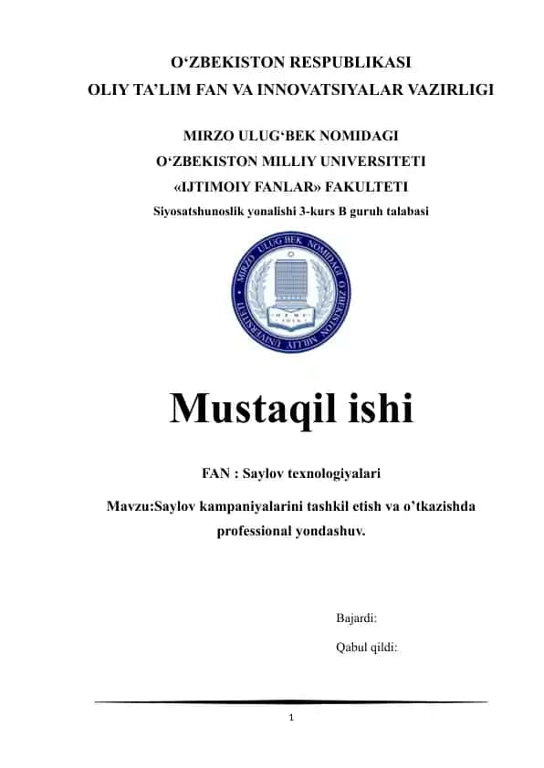 Saylov kampaniyalarini tashkil etish va o’tkazishda professional yondashuv