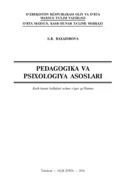 PEDAGOGIKA VA PSIXOLOGIYA ASOSLARI