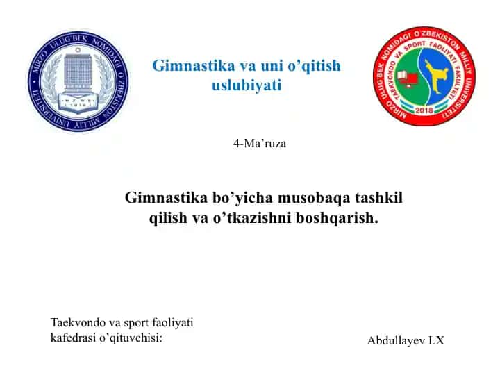 Gimnastika va uni o'qitish uslubiyati
