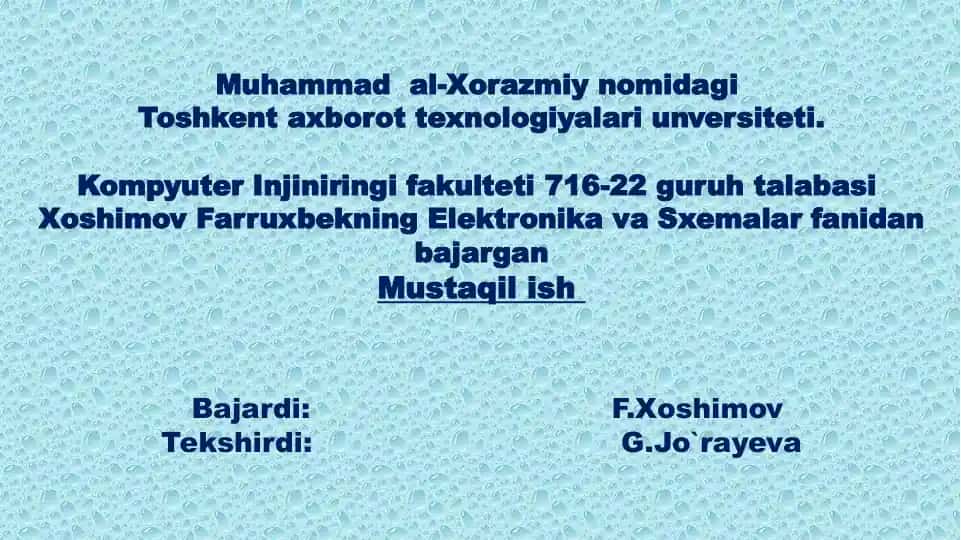 Muhammadal-Xorazmiynomidagi Toshkent axborot texnologiyalari universiteti