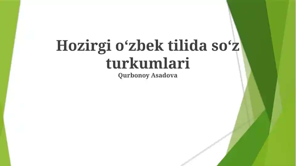 Hozirgi oʻzbek tilida soʻz turkumlari