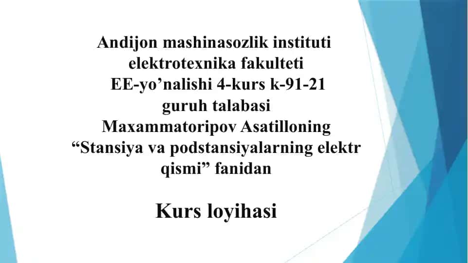 Elektr Stansiyalar loyihasi