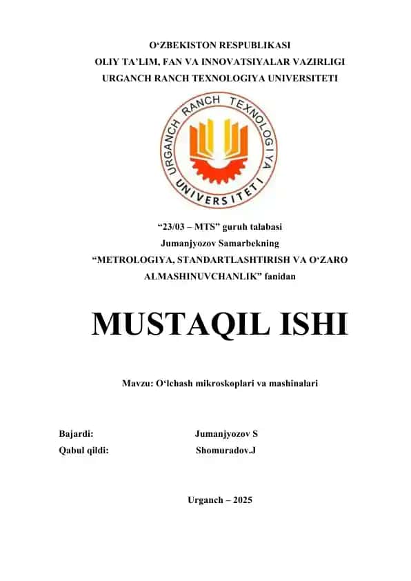 O‘lchash mikroskoplari va mashinalari