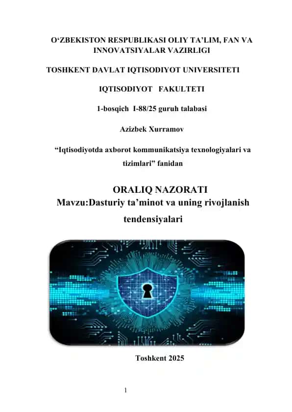 Dasturiy ta’minot va uning rivojlanish tendensiyalari