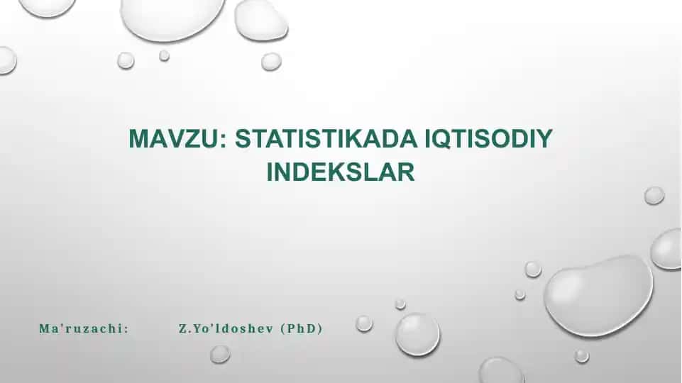 Statistikada iqtisodiy indekslar