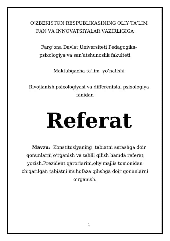 Konstitutsiyaning Tabiatni Asrashga Doir Qonunlar
