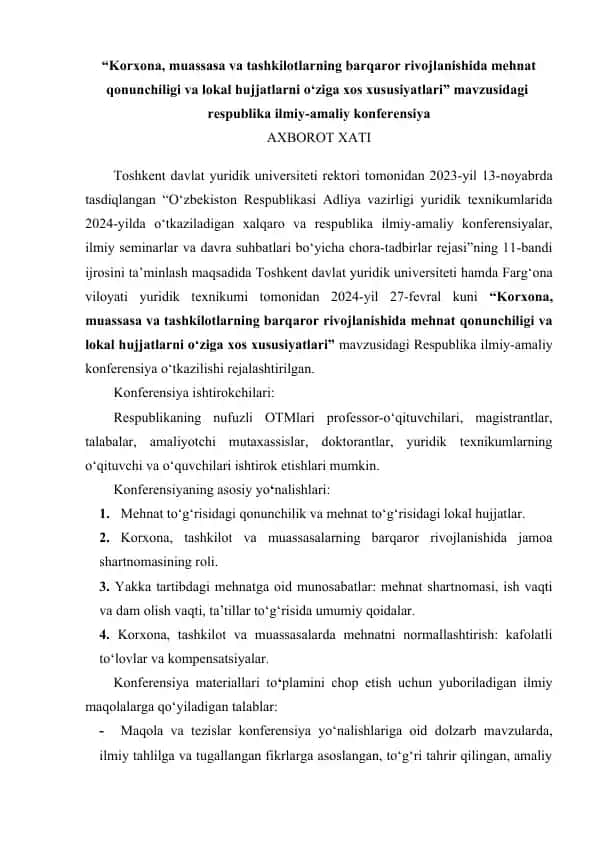 Respublika ilmiy-amaliy konferensiya
