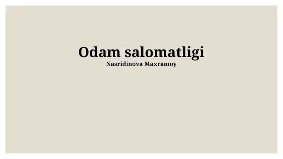 Odamlarning salomatligi