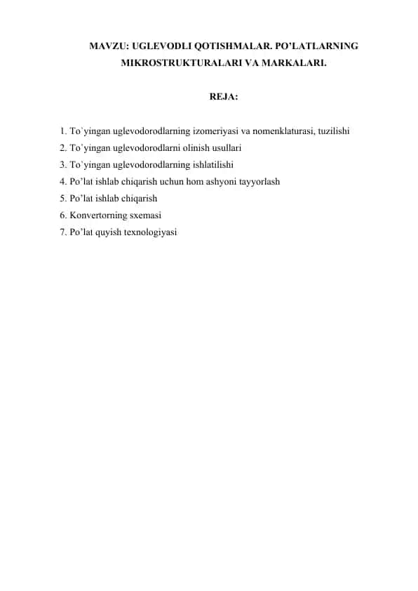 Uglevodli Qotishmalar