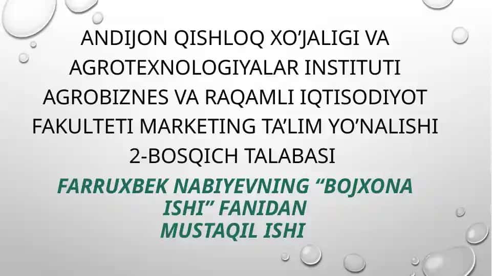Bojxona ishi va vazifalari (mustaqil ish)