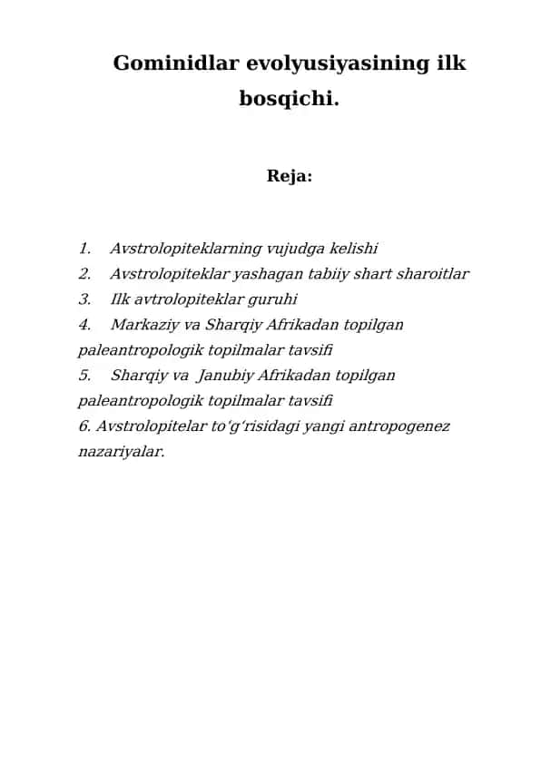 Avstrolopiteklarning vujudga kelishi