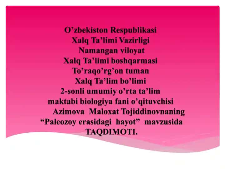 Paleozoy erasidagi hayot