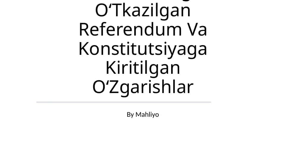 2023 -Yildagi OʻTkazilgan Referendum Va Konstitutsiyaga Kiritilgan OʻZgarishlar