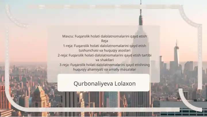 Fuqarolik holati dalolatnomalarini qayd etish