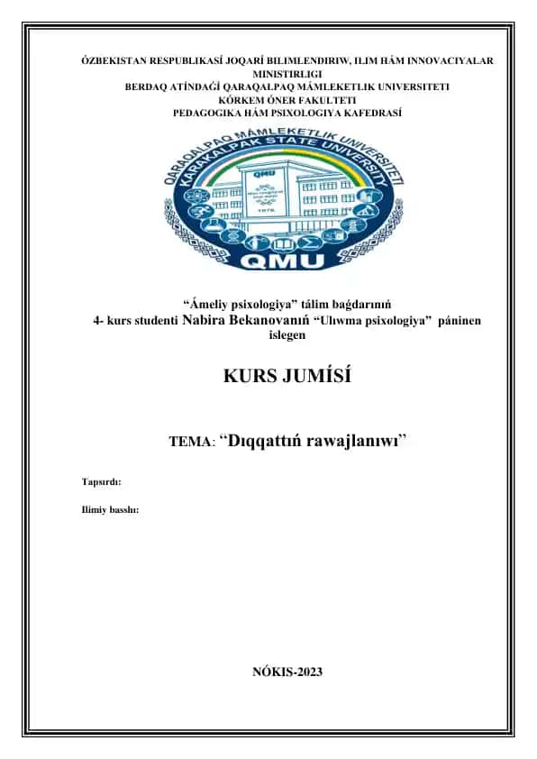 "Ulıwma psixologiya"