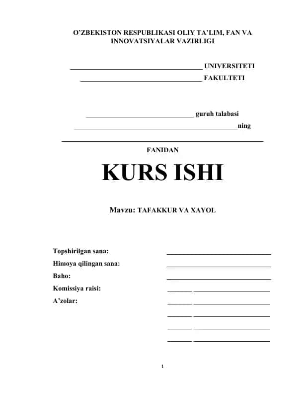 TAFAKKUR VA XAYOL